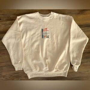 1990s Hanes Premium Weight Ivory Vintage Crew Neck Sweatshirt NOS Distressed
